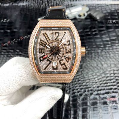 Franck Muller Vanguard Yachting V45 SC DT Men Watch Rose Gold Diamonds